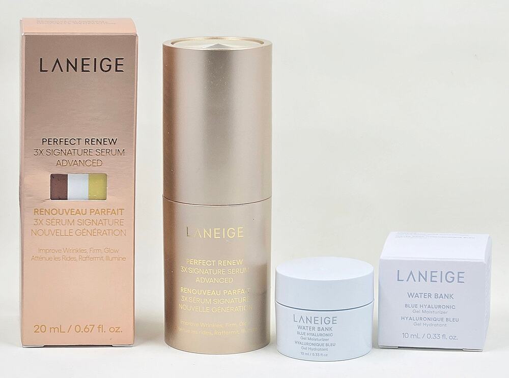 Laneige Perfect Renew 3X Signature Serum + Water Bank Hyaluronic Gel Moisturizer